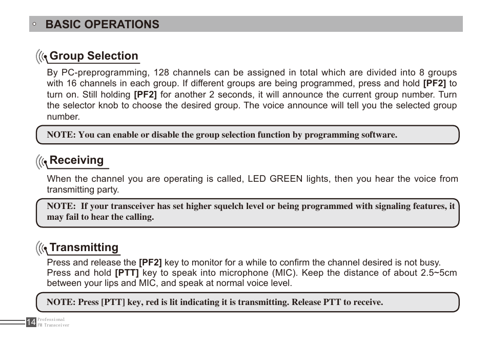 Basic operations group selection, Receiving, Transmitting | Alinco DJ-A11E User Manual | Page 31 / 51