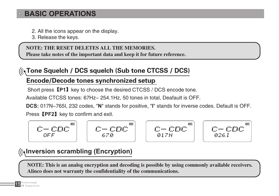 Basic operations | Alinco DJ-A446 User Manual | Page 29 / 40