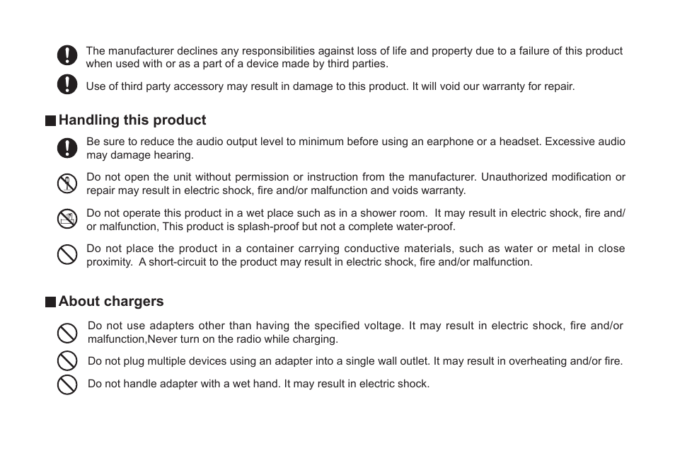 Handling this product, About chargers | Alinco DJ-A446 User Manual | Page 8 / 40