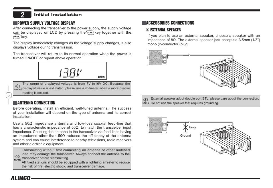External speaker | Alinco DR-138  User Manual | Page 13 / 41