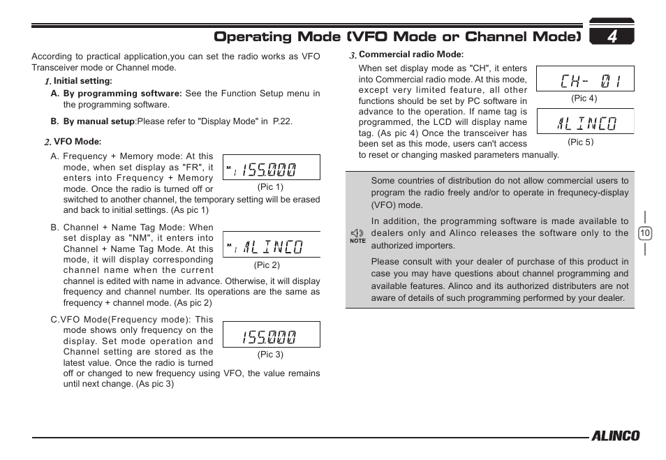 Operating mode (vfo mode or channel mode) | Alinco DR-138  User Manual | Page 18 / 41
