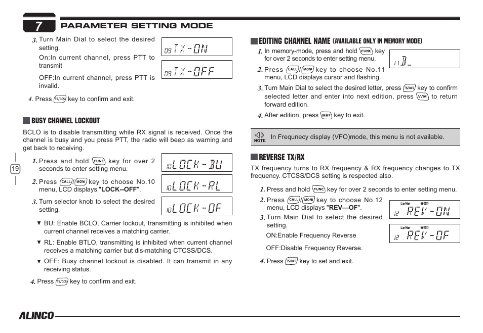 Reverse tx/rx editing channel name | Alinco DR-138  User Manual | Page 27 / 41