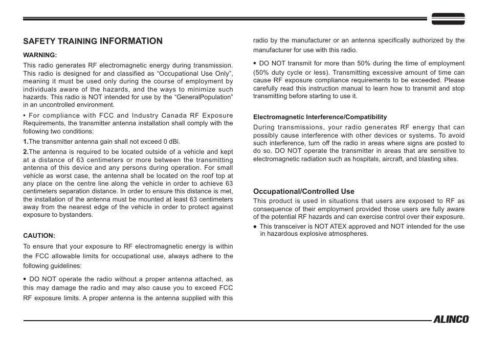 Information | Alinco DR-138  User Manual | Page 4 / 41
