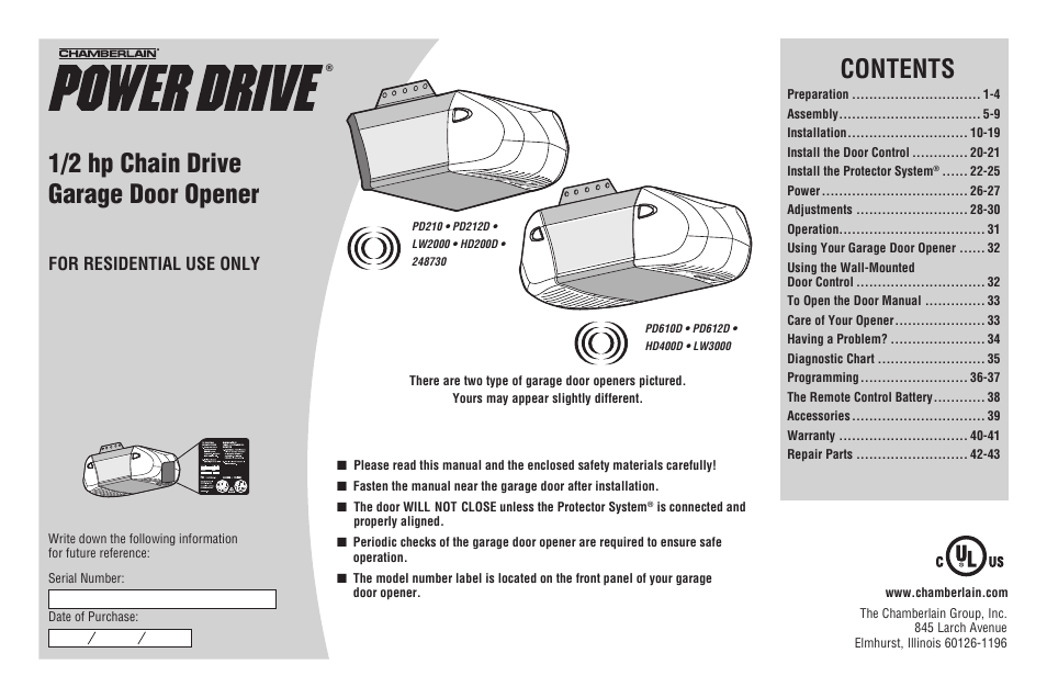 Chamberlain 248730 User Manual | 44 pages