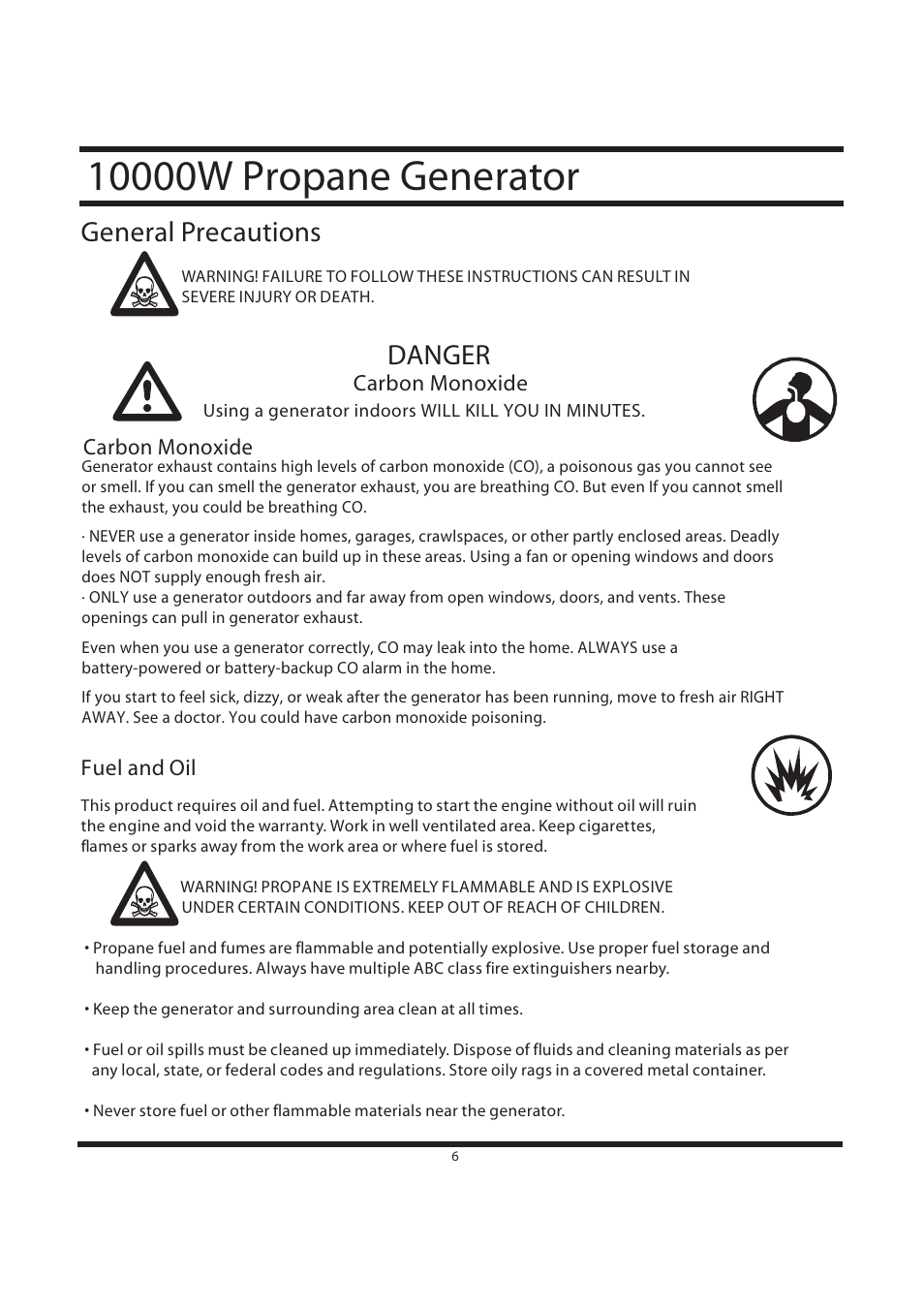 General precautions, Danger | All Power APG3590CN User Manual | Page 6 / 48
