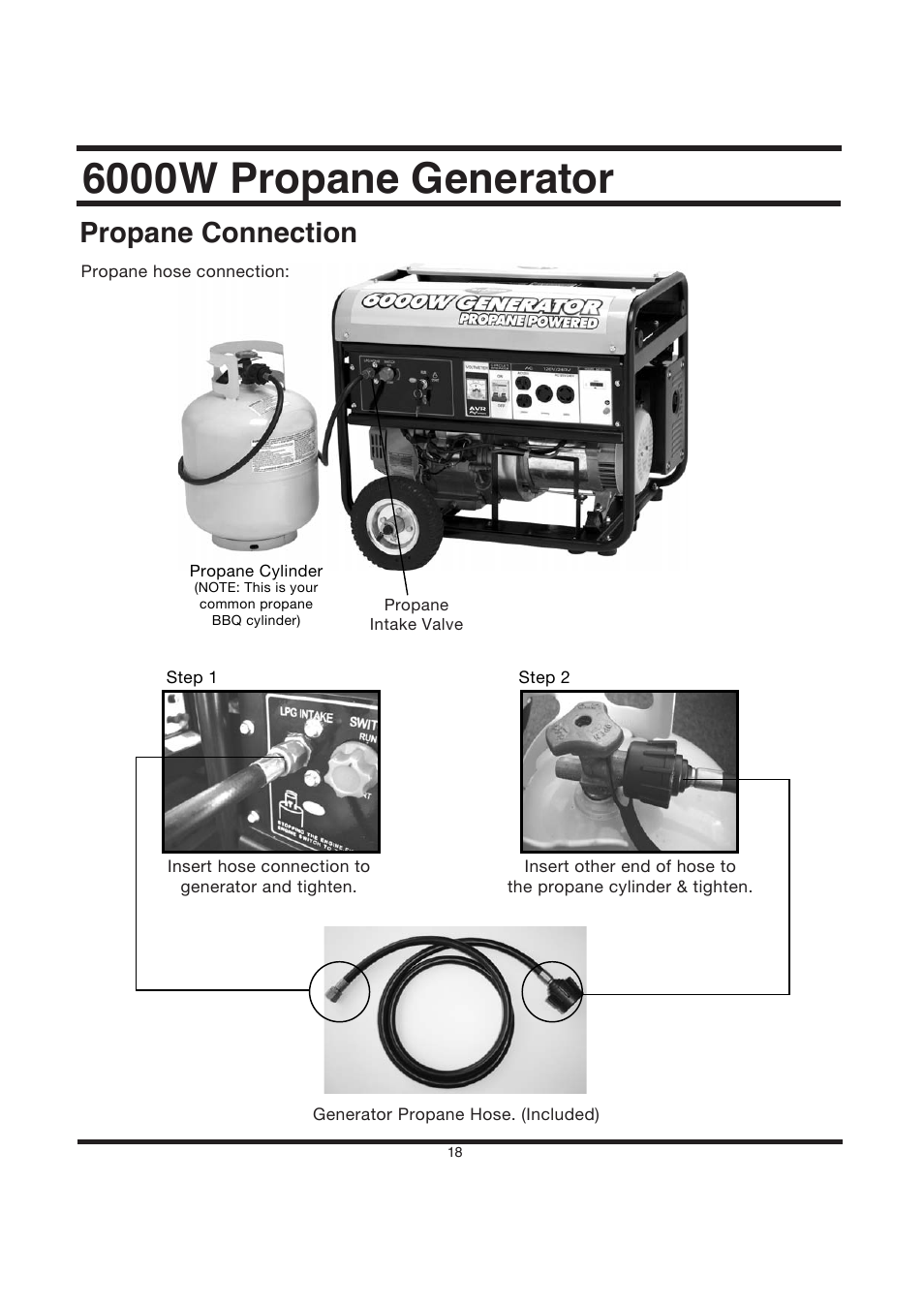 6000w propane generator, Propane connection | All Power APG3560CN User Manual | Page 19 / 48