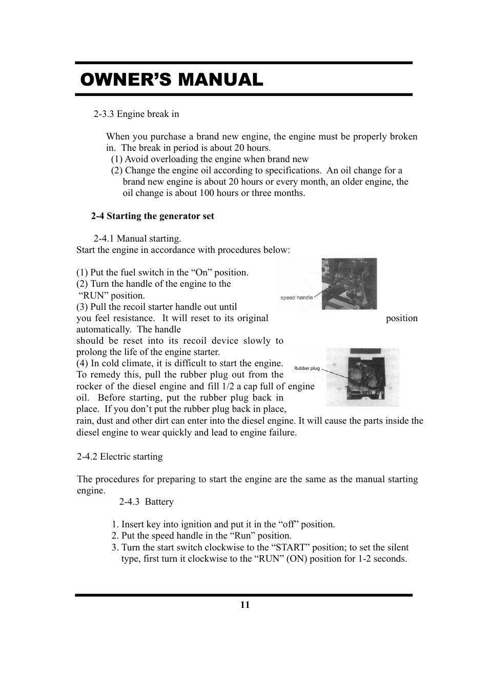 Owner’s manual | All Power APG3201N User Manual | Page 11 / 30