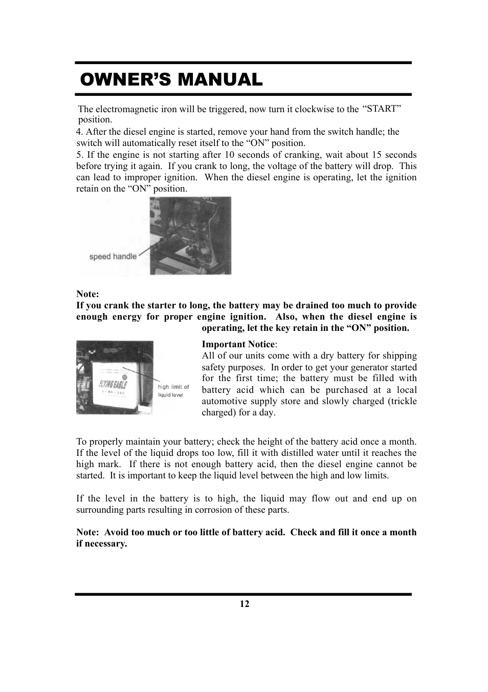 Owner’s manual | All Power APG3201N User Manual | Page 12 / 30