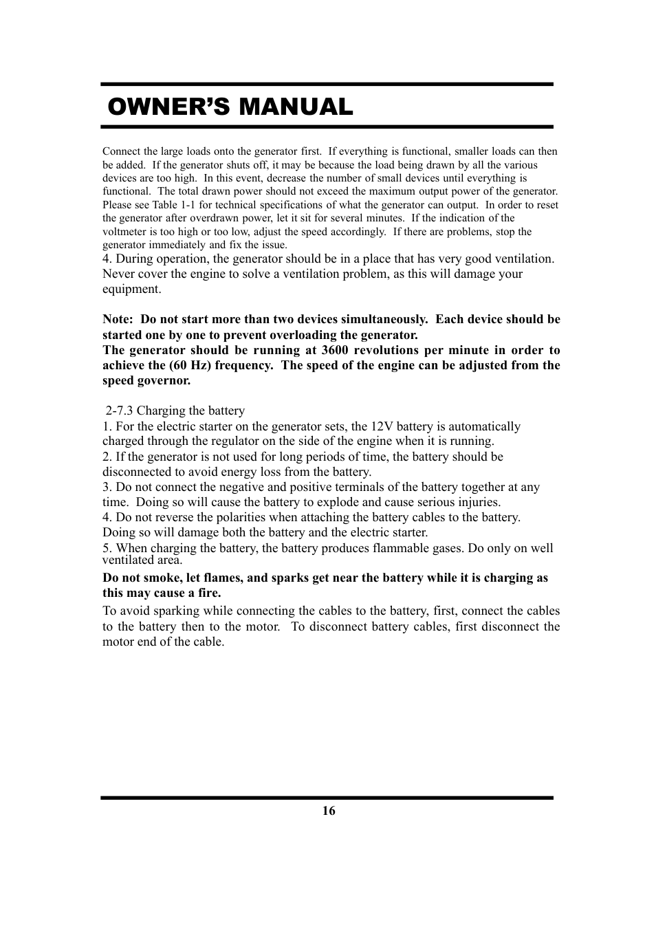 Owner’s manual | All Power APG3201N User Manual | Page 16 / 30