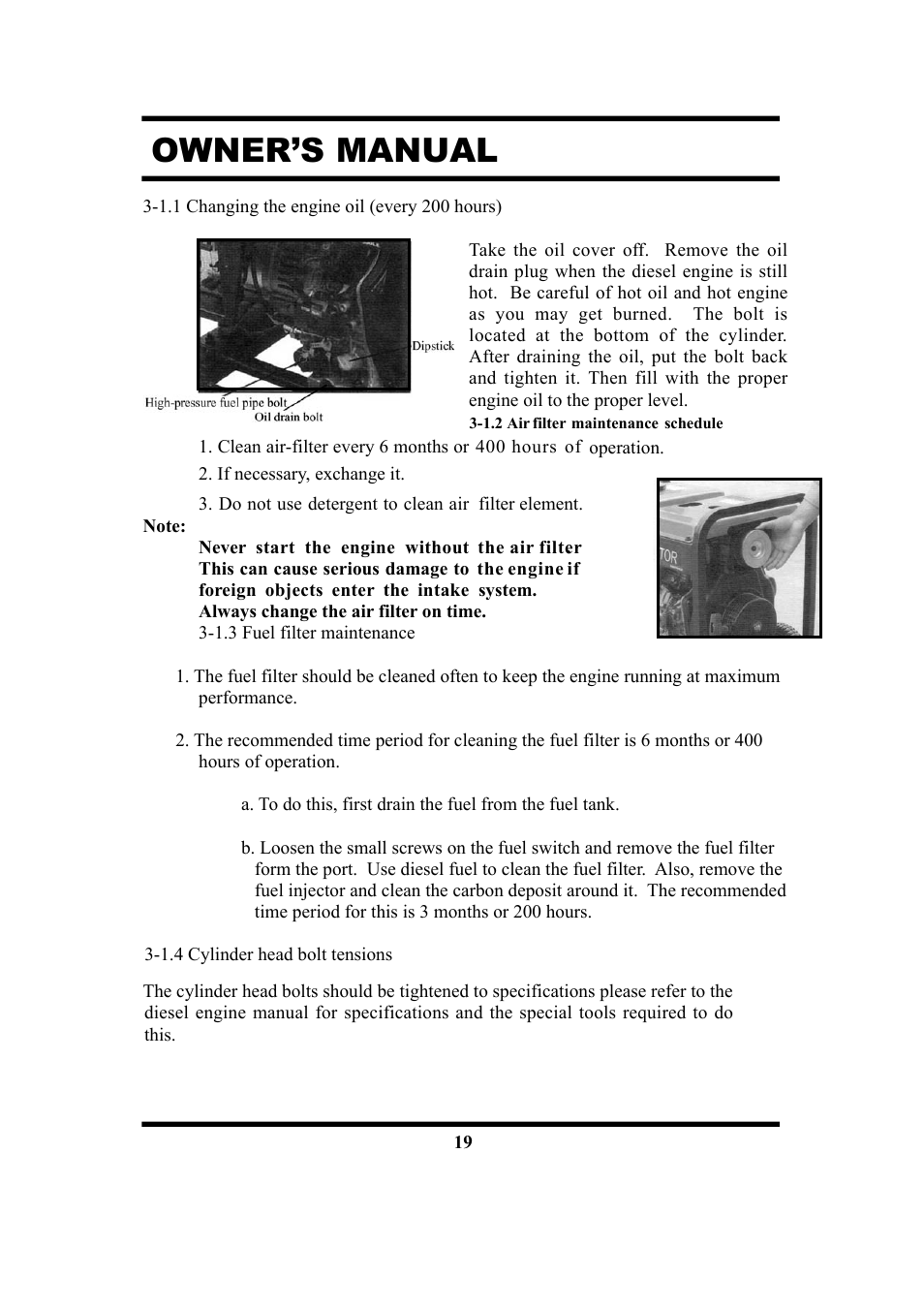 Owner’s manual | All Power APG3201N User Manual | Page 19 / 30