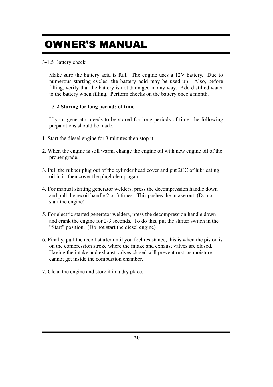 Owner’s manual | All Power APG3201N User Manual | Page 20 / 30