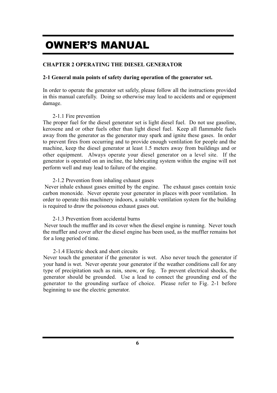 Owner’s manual | All Power APG3201N User Manual | Page 6 / 30