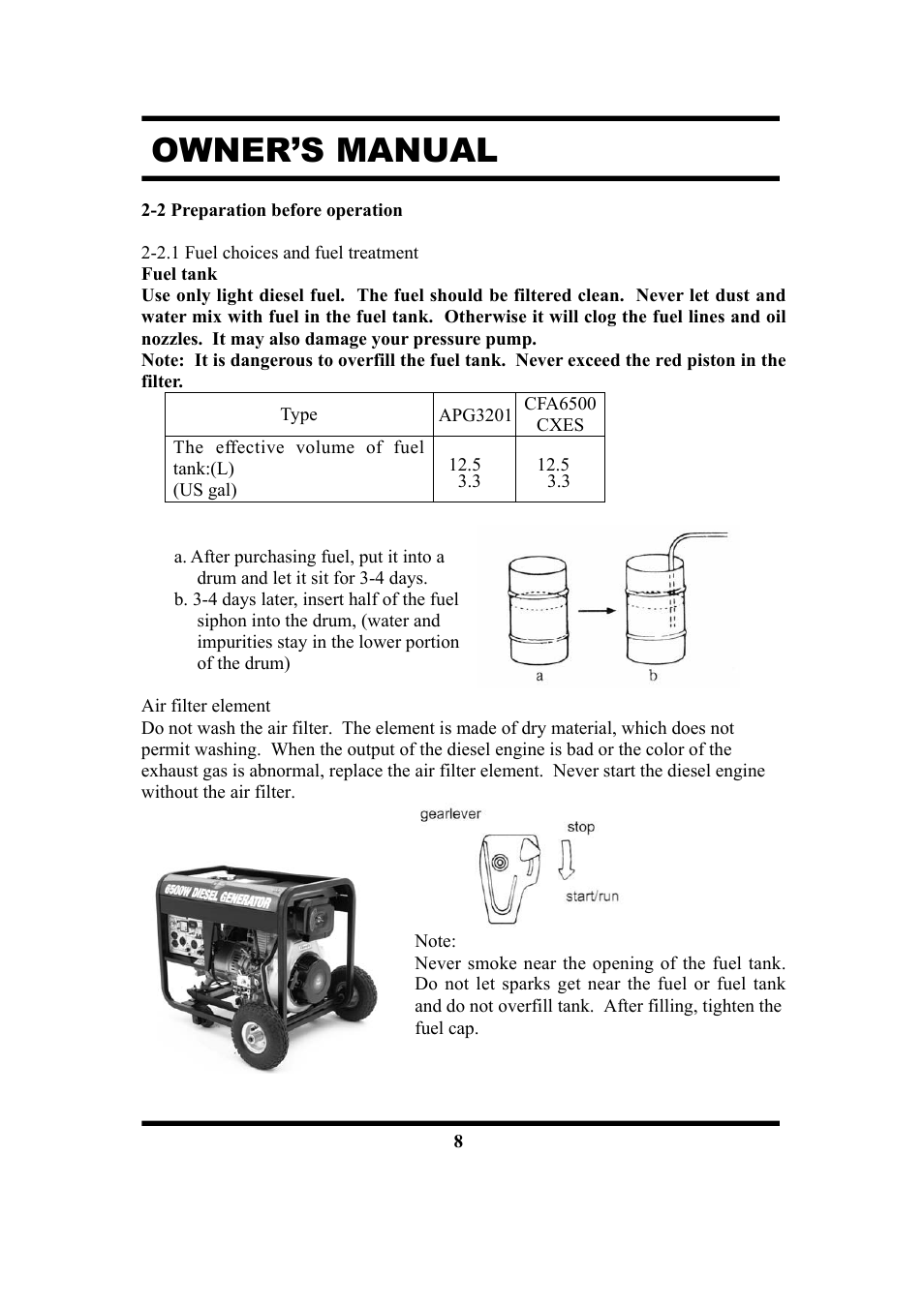 Owner’s manual | All Power APG3201N User Manual | Page 8 / 30