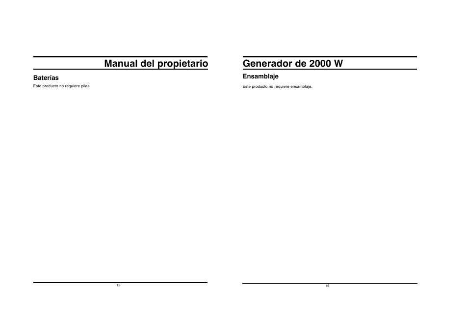 Manual del propietario, Generador de 2000 w | All Power APG3014 User Manual | Page 8 / 25