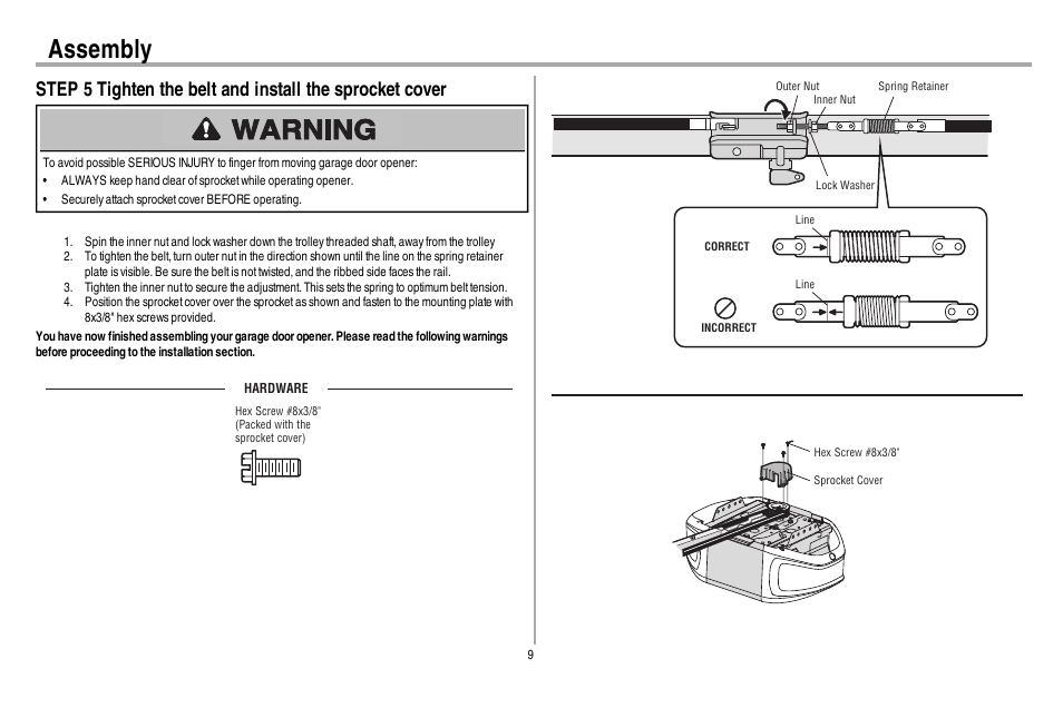 Assembly | Chamberlain WD962KEV User Manual | Page 10 / 48