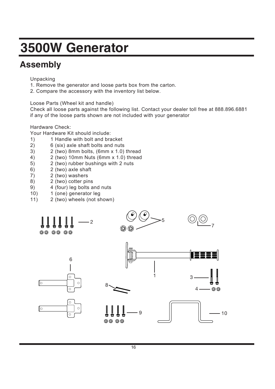 3500w generator, Assembly | All Power APG3002S User Manual | Page 16 / 50