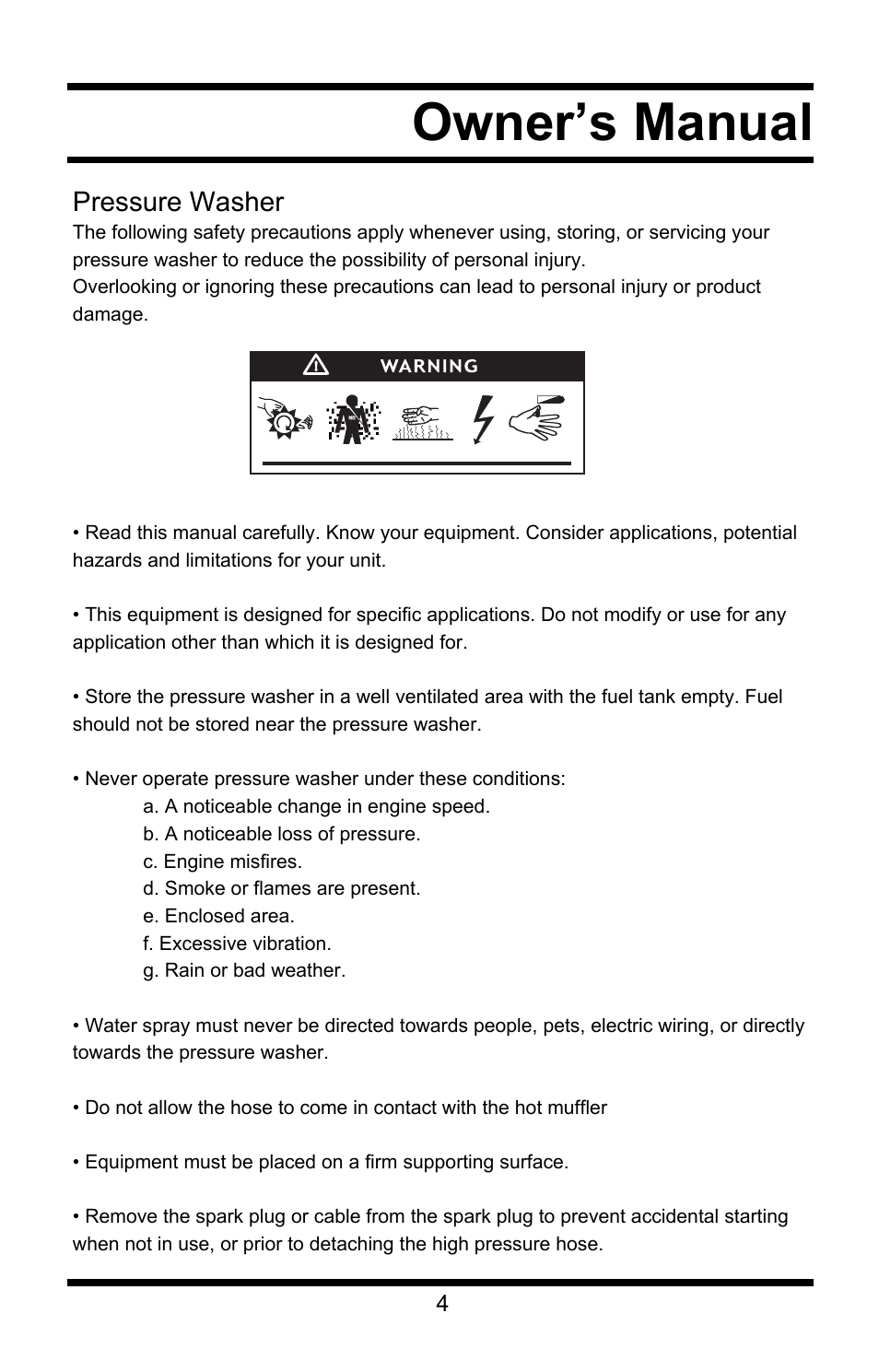 Owner’s manual, Pressure washer | All Power APW5118 User Manual | Page 5 / 23