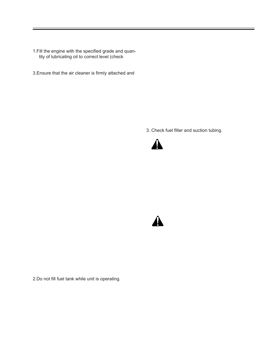 Starting procedures | Allmand Brothers MH1000 IDF User Manual | Page 12 / 46
