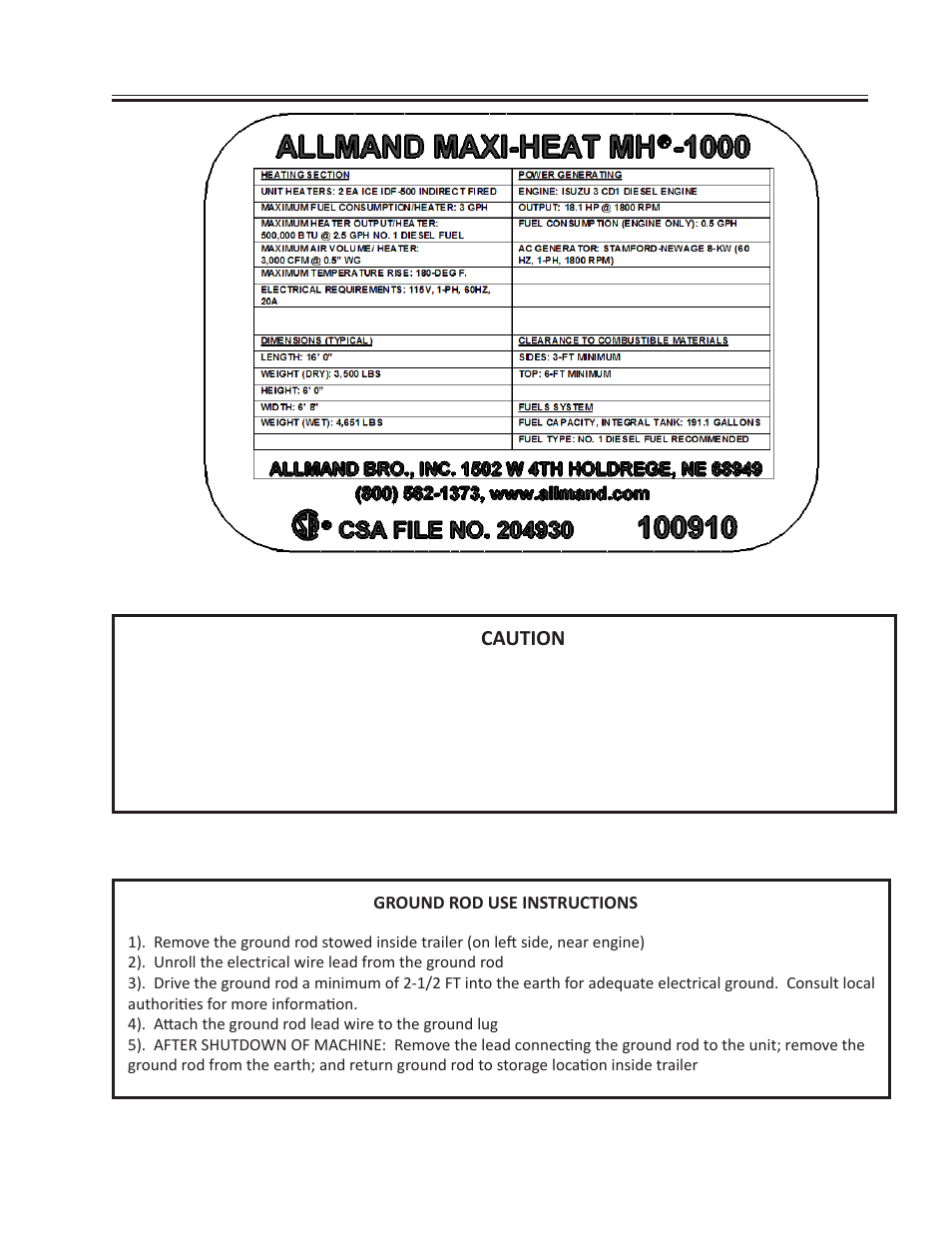 Safety decals | Allmand Brothers MH1000 IDF User Manual | Page 8 / 46