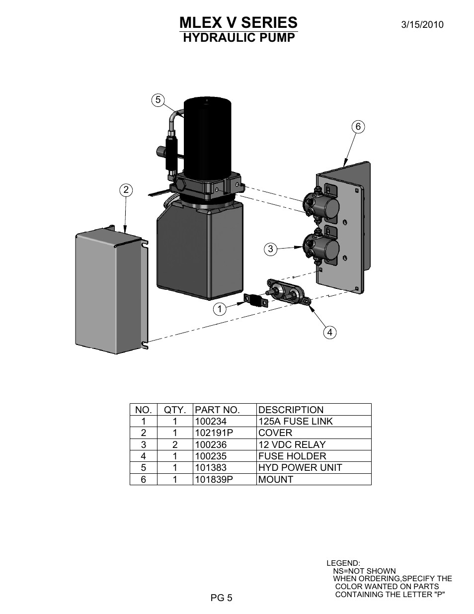 Pg 5, Drawing view1, Mlex v series | Hydraulic pump | Allmand Brothers MLEX20-30KW V User Manual | Page 16 / 41