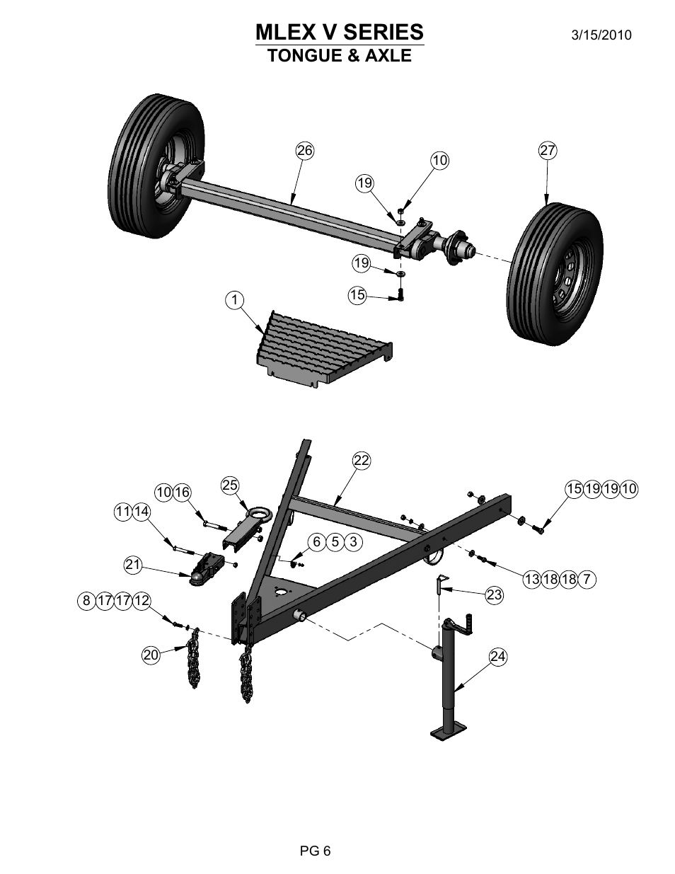 Tongue-axle, Drawing view3, Mlex v series | Tongue & axle | Allmand Brothers MLEX20-30KW V User Manual | Page 18 / 41