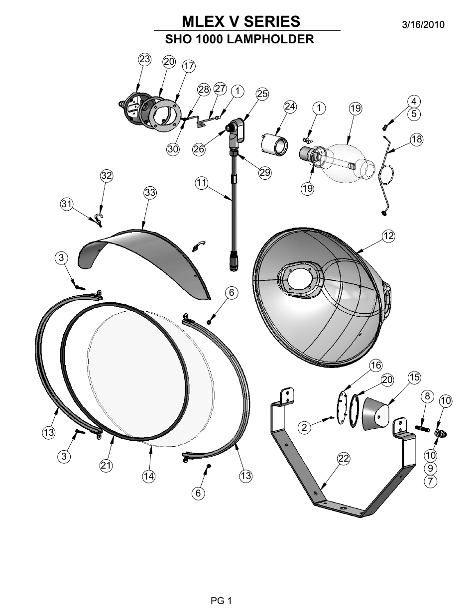 Sho lamp assembly, Drawing view17, Mlex v series | Sho 1000 lampholder | Allmand Brothers MLEX20-30KW V User Manual | Page 2 / 41