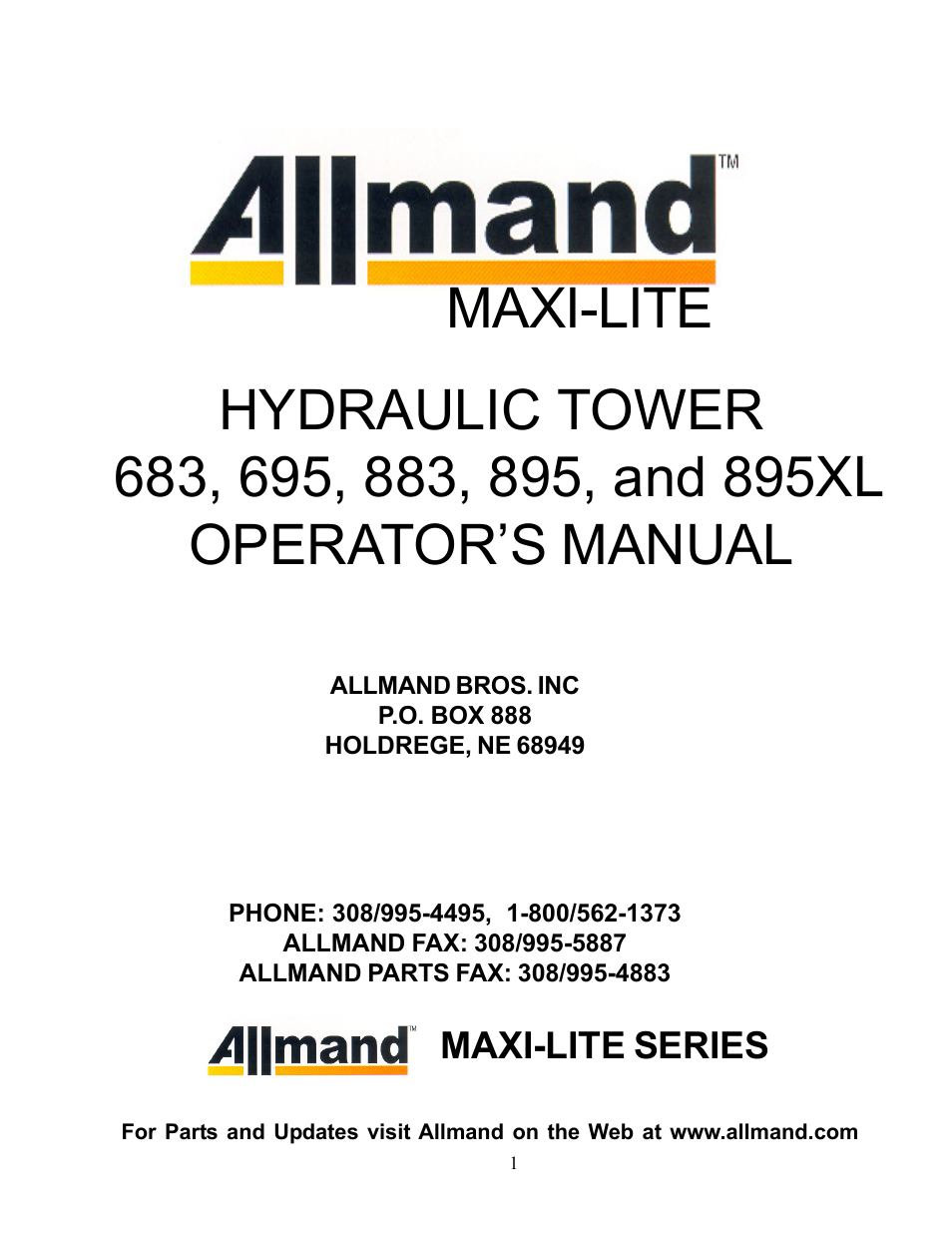 Allmand Brothers I HYDRAULIC User Manual | 26 pages