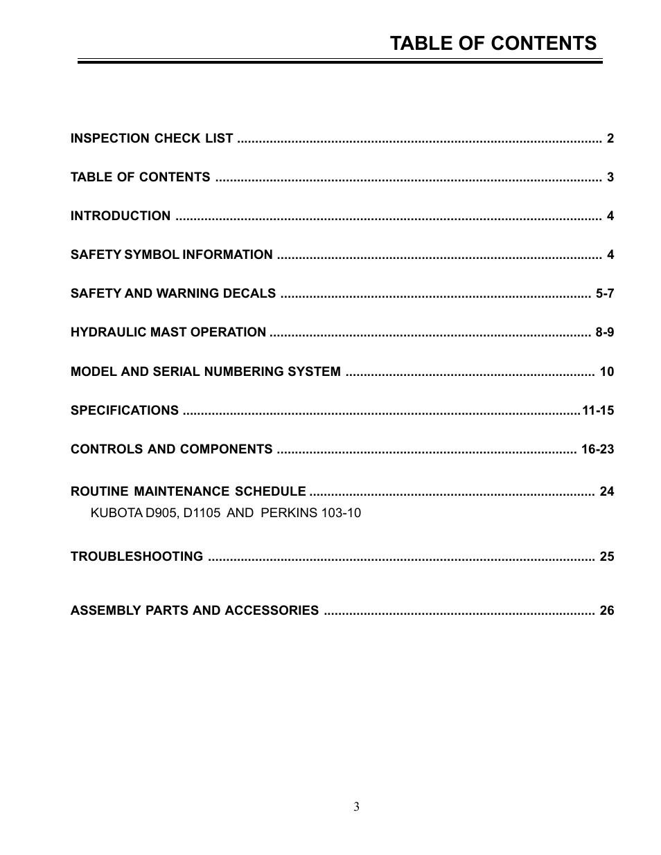 Allmand Brothers I HYDRAULIC User Manual | Page 3 / 26