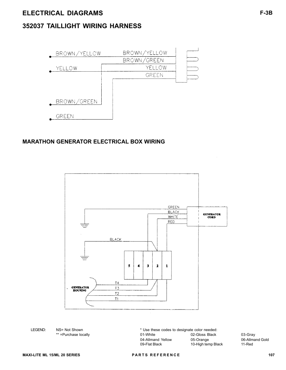 Electrical diagrams, F-3b, Marathon generator electrical box wiring | Allmand Brothers ML15-20 LD User Manual | Page 107 / 121