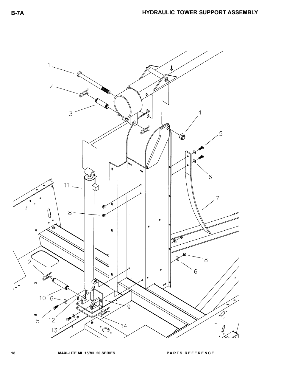 Hydraulic tower support assembly b-7a | Allmand Brothers ML15-20 LD User Manual | Page 18 / 121