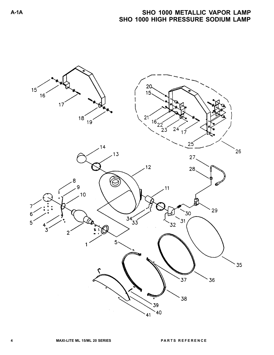 Sho 1000 metallic vapor lamp, Sho 1000 high pressure sodium lamp | Allmand Brothers ML15-20 LD User Manual | Page 4 / 121
