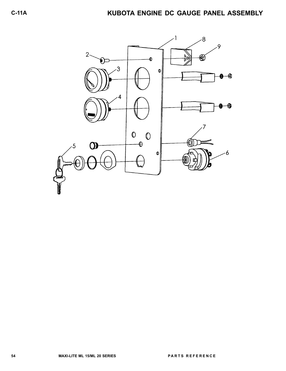 Kubota engine dc gauge panel assembly | Allmand Brothers ML15-20 LD User Manual | Page 54 / 121