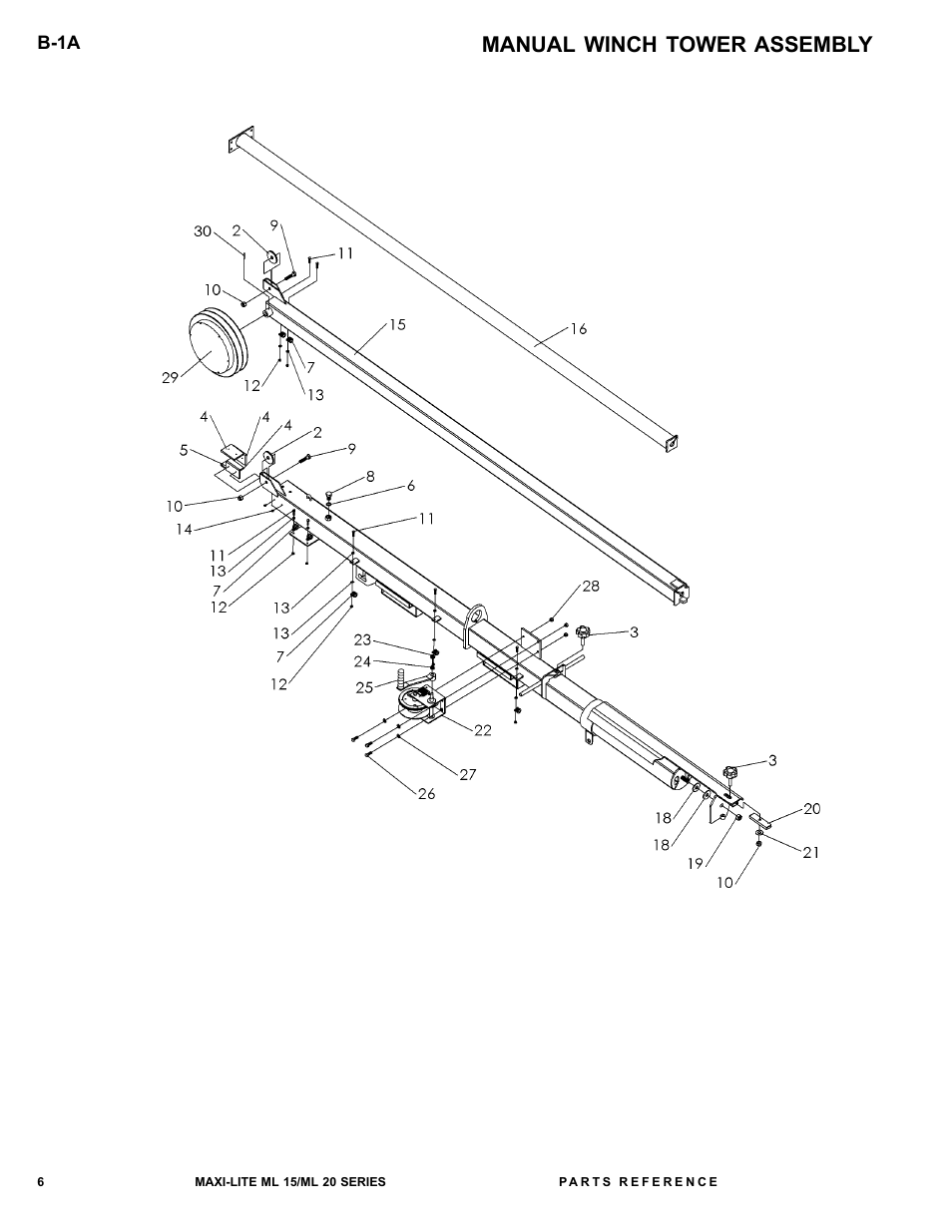 Manual winch tower assembly | Allmand Brothers ML15-20 LD User Manual | Page 6 / 121