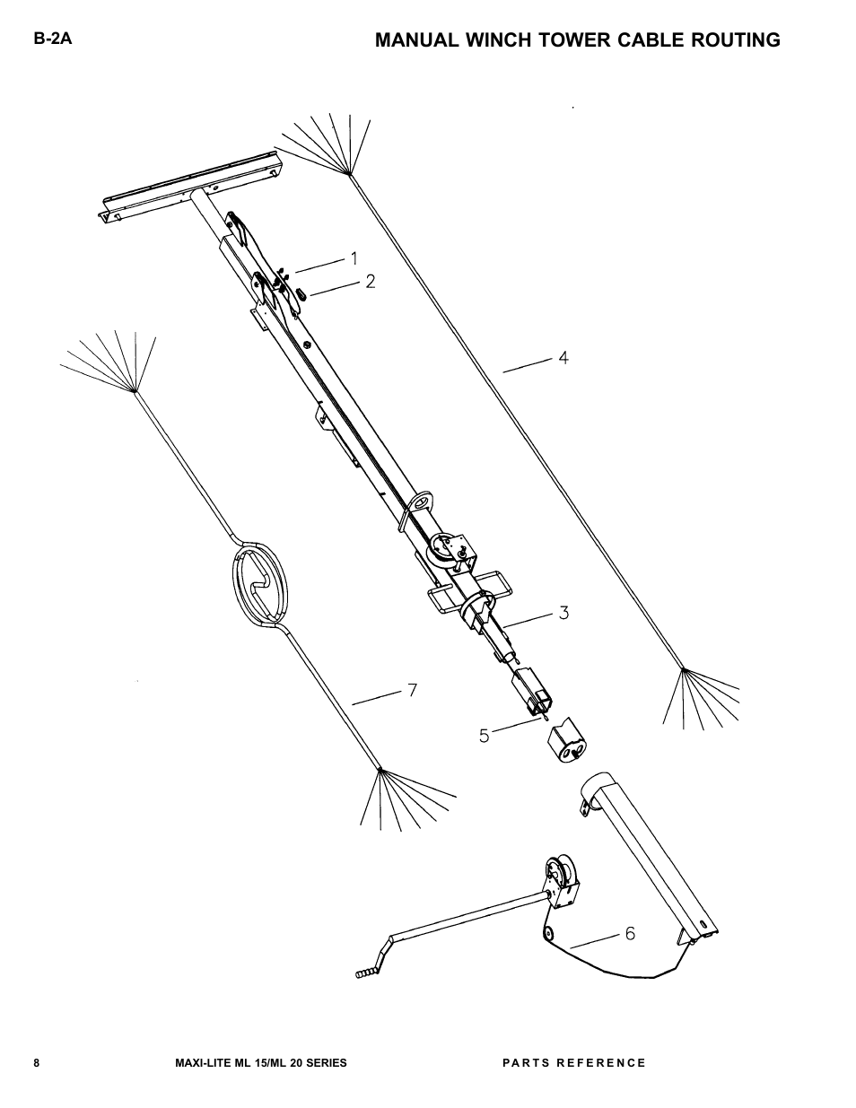 Manual winch tower cable routing | Allmand Brothers ML15-20 LD User Manual | Page 8 / 121