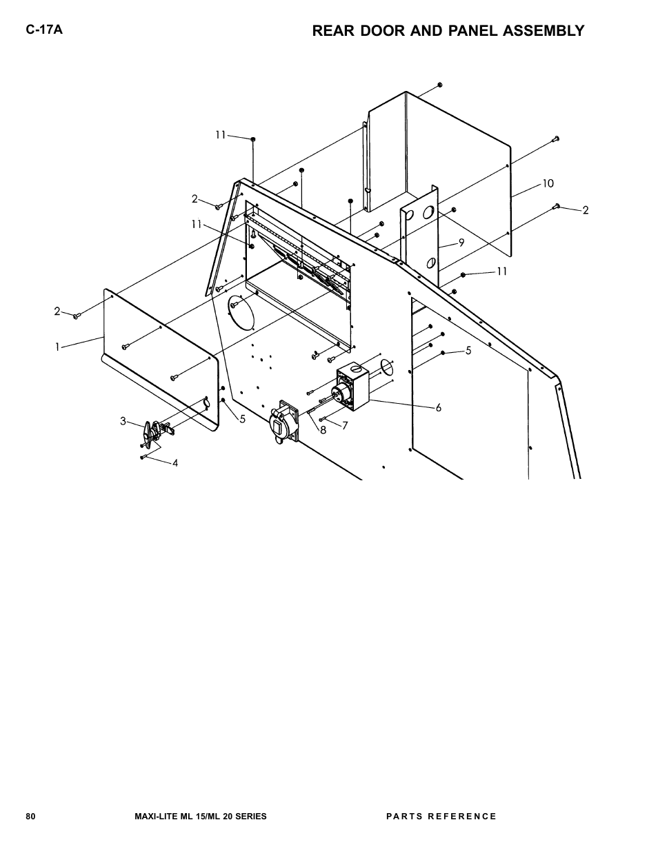 Rear door and panel assembly | Allmand Brothers ML15-20 LD User Manual | Page 80 / 121