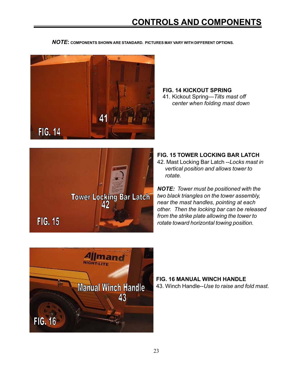 Controls and components | Allmand Brothers ML6-8 LD User Manual | Page 23 / 28
