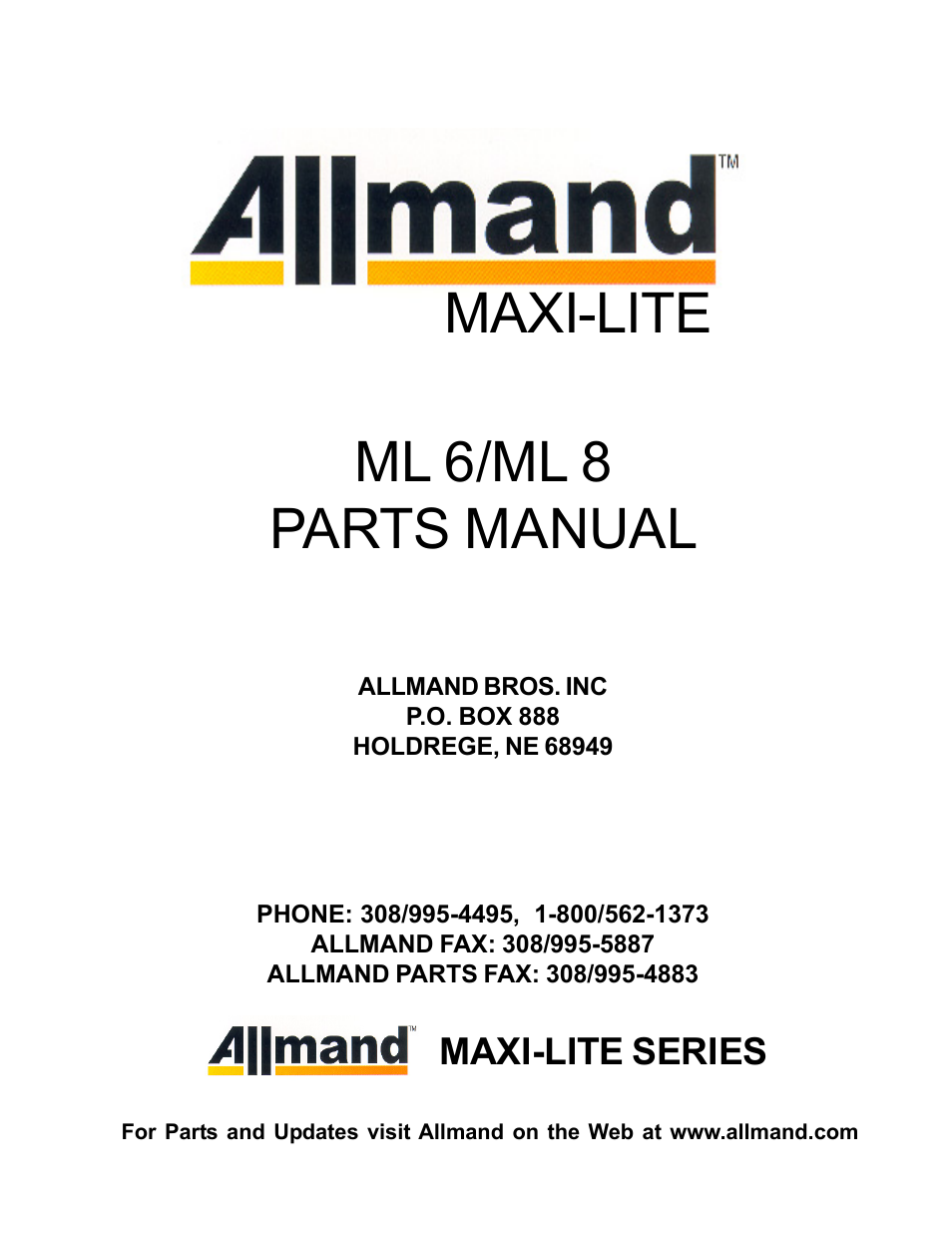 Allmand Brothers ML6-8 LD User Manual | 87 pages