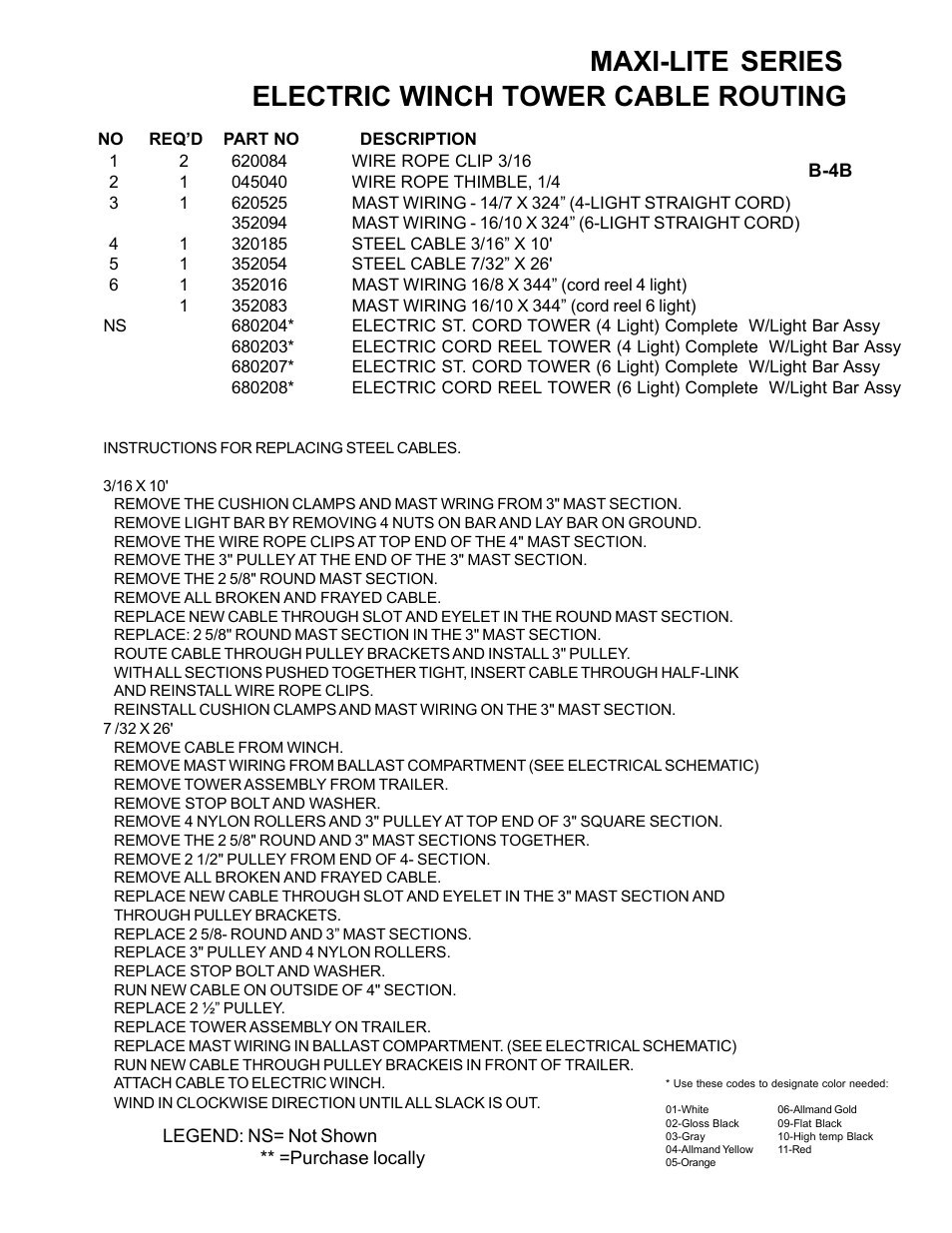 Maxi-lite series, Electric winch tower cable routing | Allmand Brothers ML6-8 LD User Manual | Page 13 / 87