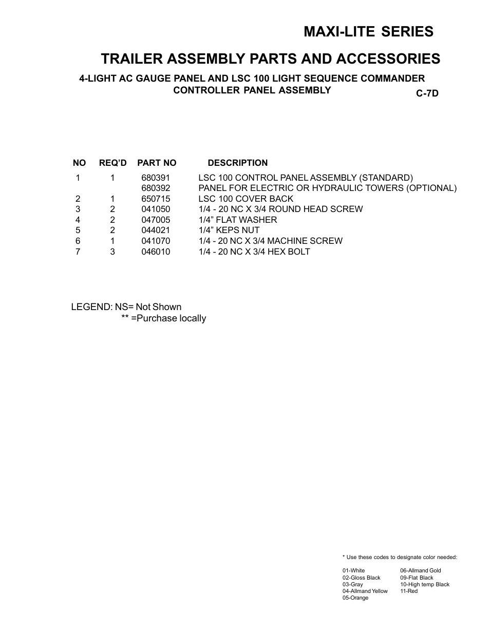 Maxi-lite series, Trailer assembly parts and accessories | Allmand Brothers ML6-8 LD User Manual | Page 39 / 87