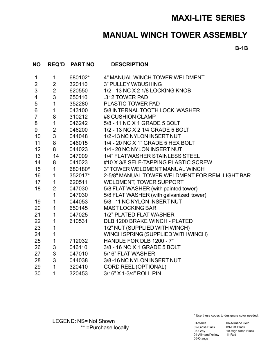 Maxi-lite series, Manual winch tower assembly | Allmand Brothers ML6-8 LD User Manual | Page 7 / 87