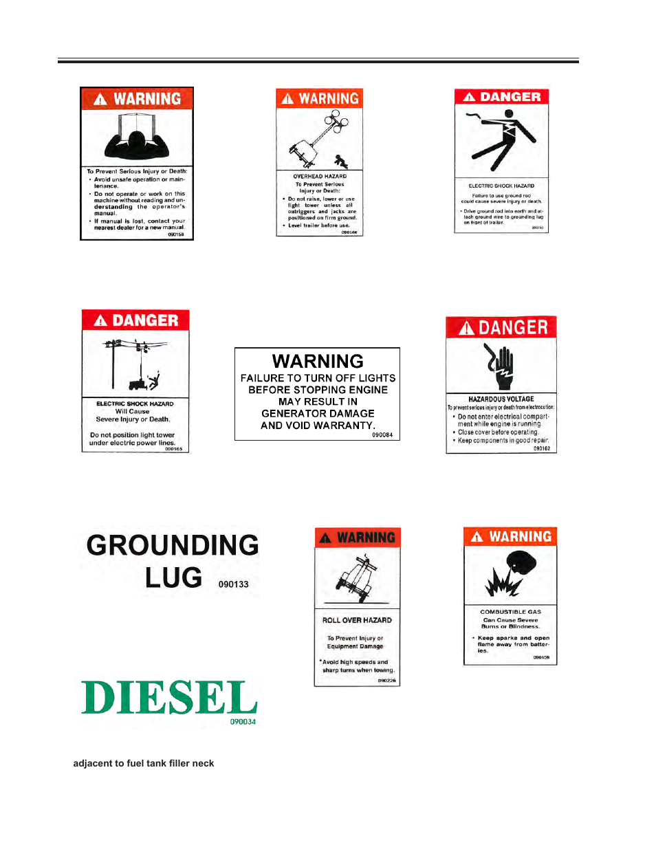 Safety and warning decals | Allmand Brothers VSERIES HYDRAULIC User Manual | Page 6 / 26