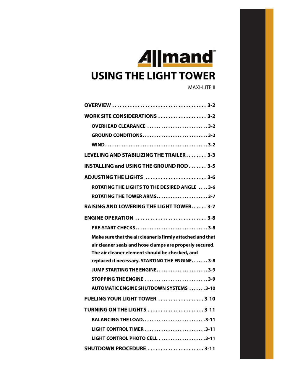 Using the light tower | Allmand Brothers MAXI LITE II User Manual | Page 26 / 80