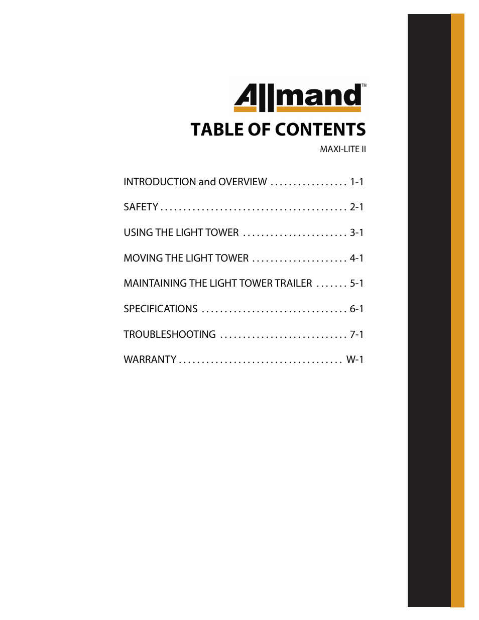 Allmand Brothers MAXI LITE II User Manual | Page 3 / 80