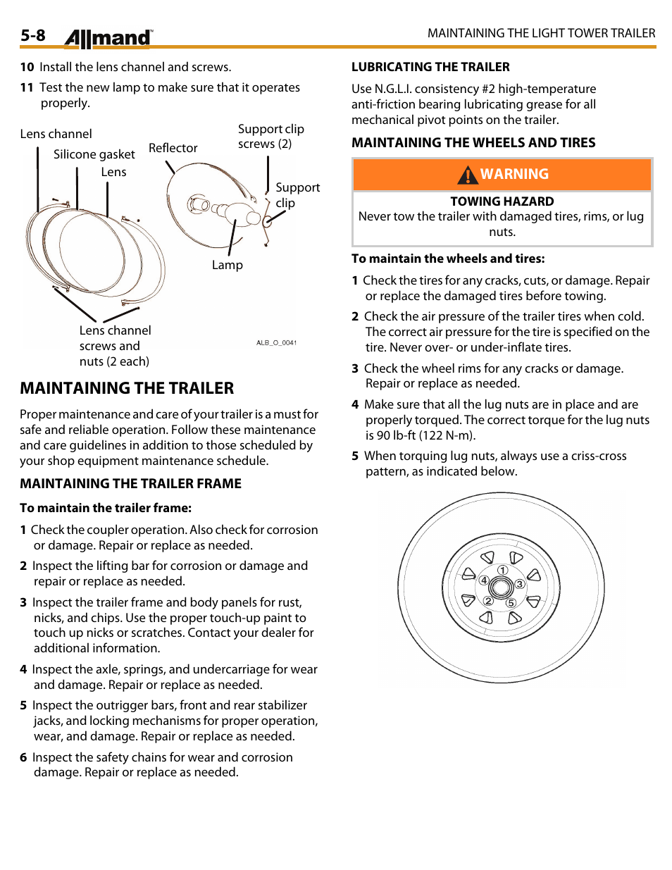 Maintaining the trailer | Allmand Brothers MAXI LITE II User Manual | Page 53 / 80