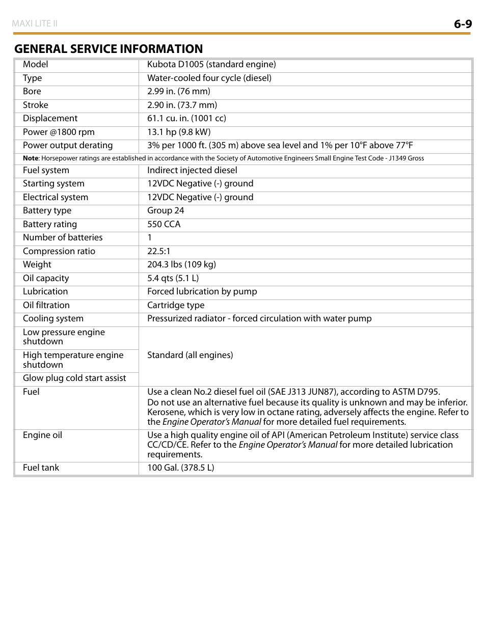 9 general service information | Allmand Brothers MAXI LITE II User Manual | Page 66 / 80