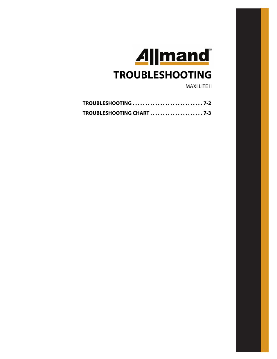 Troubleshooting | Allmand Brothers MAXI LITE II User Manual | Page 72 / 80