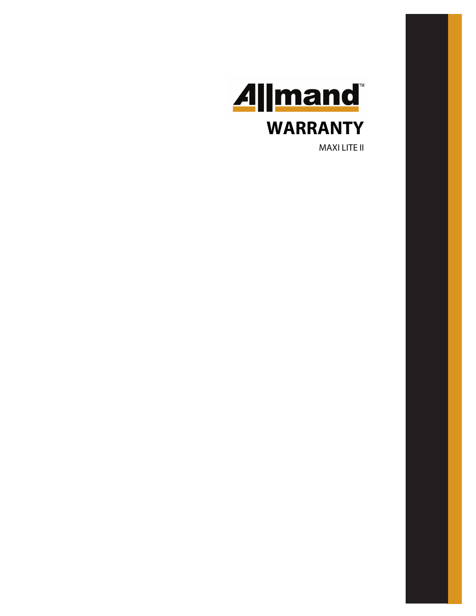 Warranty | Allmand Brothers MAXI LITE II User Manual | Page 76 / 80