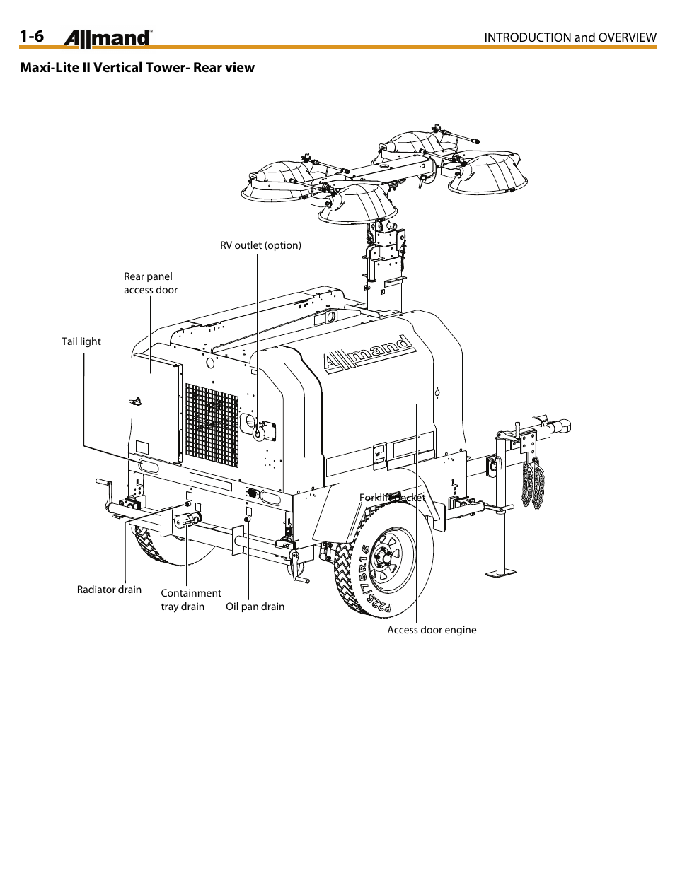 Maxi-lite ii vertical tower- rear view | Allmand Brothers MAXI LITE II User Manual | Page 9 / 80