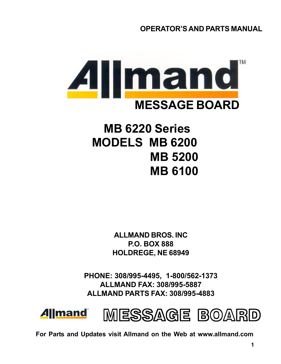 Allmand Brothers MB 6200 User Manual | 76 pages