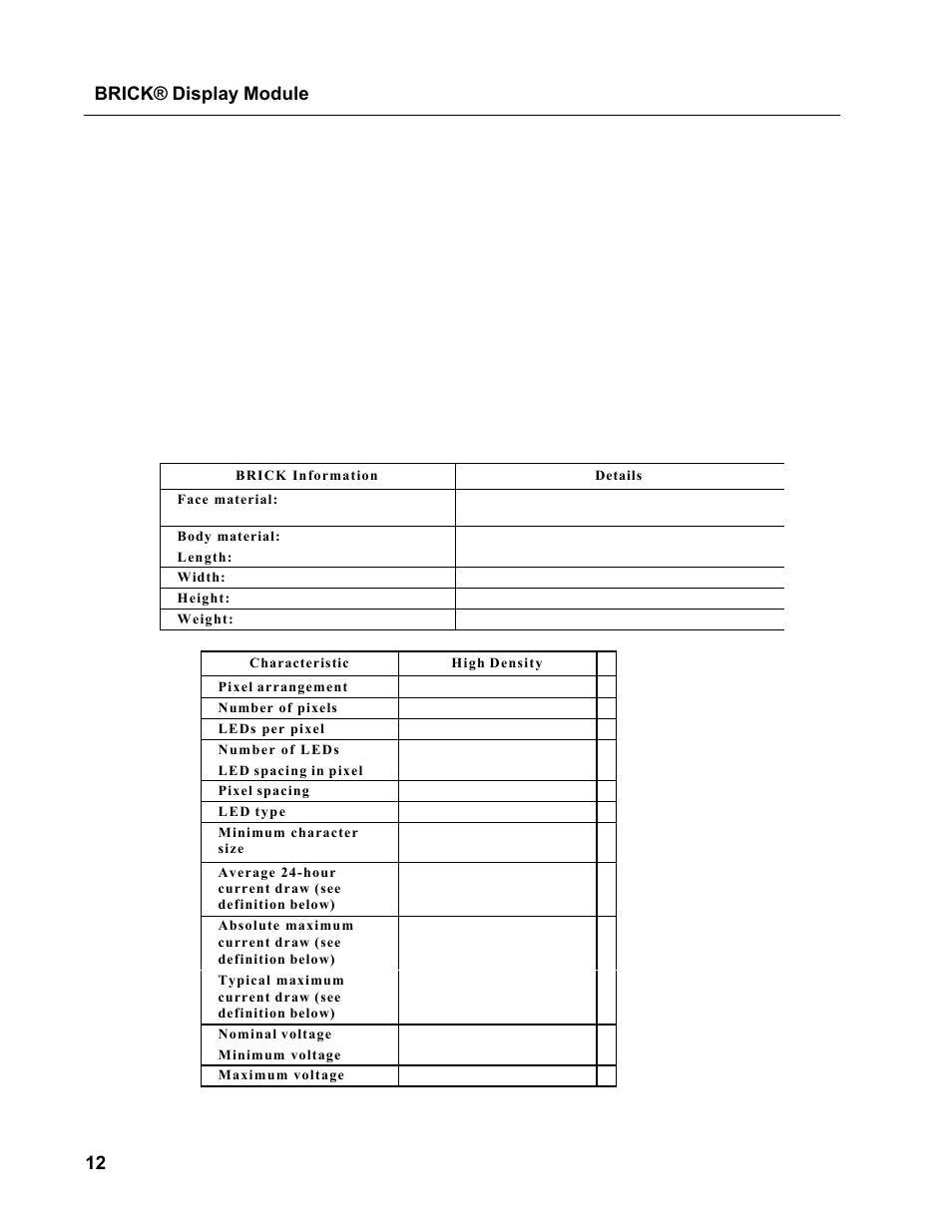 Brick® display module | Allmand Brothers MB 6200 User Manual | Page 12 / 76